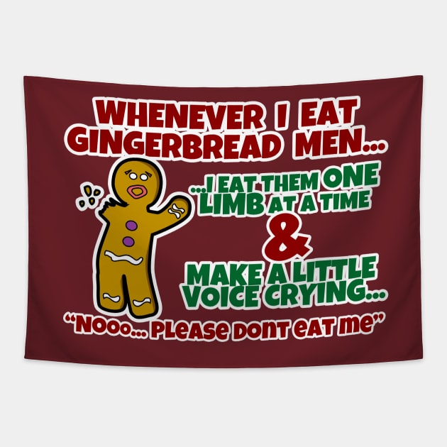 Eating Gingerbread Man Tapestry by NerdShizzle
