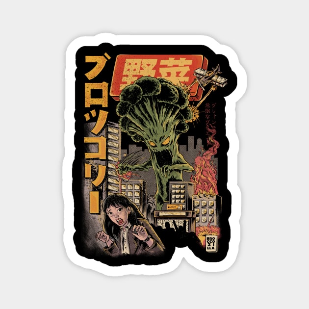 Broccozilla Black Version Magnet by Ilustrata