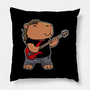 Capybara playing a Bass Guitar Pillow