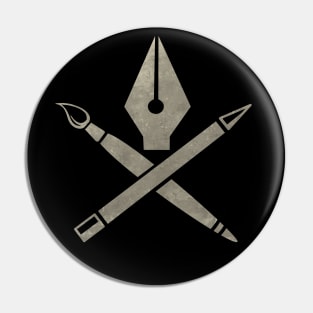 Art tools positioned to create Skull and Crossbones imagery Pin