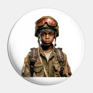 Military Minded Street Soldier Urban Warrior Black Boy Pin