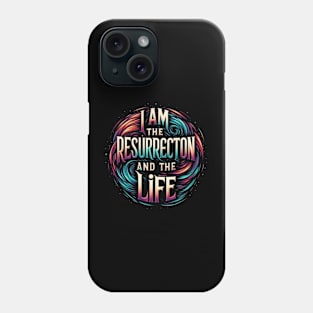 Resurrection and Life: Vibrant Circular Typography Art Phone Case
