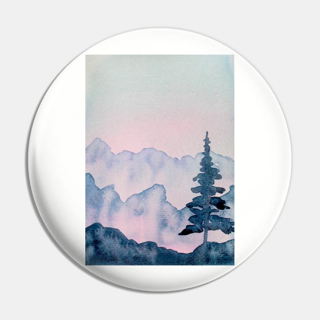 Get Lost in Montana Watercolor Painting Pin by SvitlanaProuty