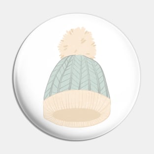 Fluffy Knit Winter Hat Pin