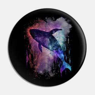 Cosmic Tie Dye Whale in Space Drip Pin