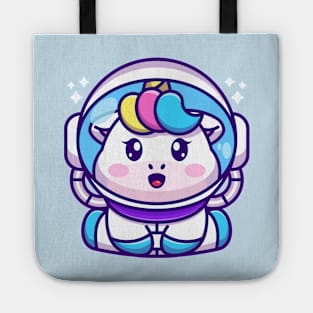 Cute baby unicorn wearing an astronaut suit, cartoon character Tote