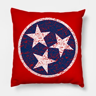 Tennessee Flag Symbol - Blue Distressed Pillow