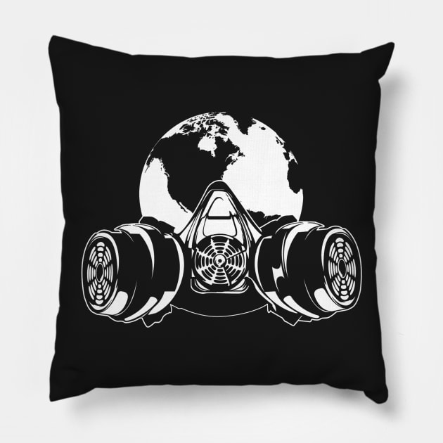 Gasmasked World Pillow by KatuArt