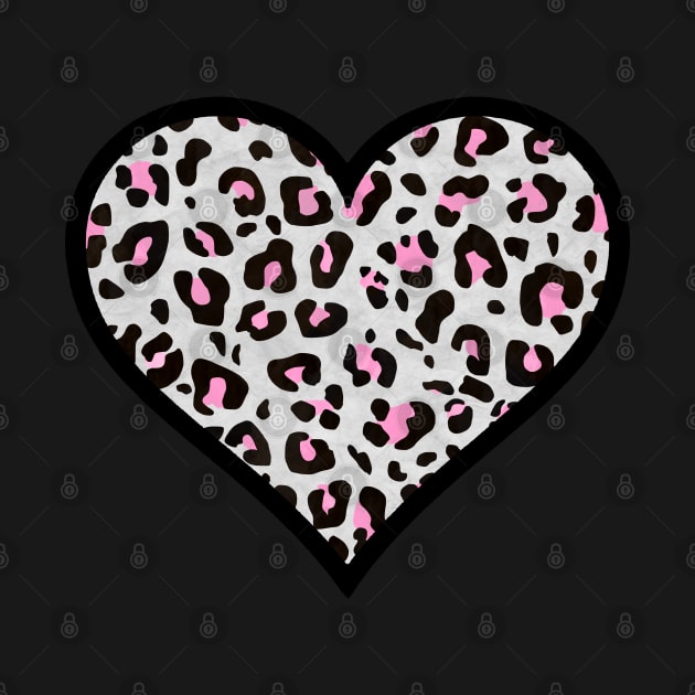 Pink, Gray and Black Leopard Print Heart by bumblefuzzies