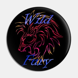 Lion Wild Fury contours red blue Pin