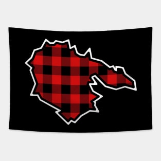 Hornby Island Silhouette in Plaid - Red and Black Pattern - Hornby Island Tapestry