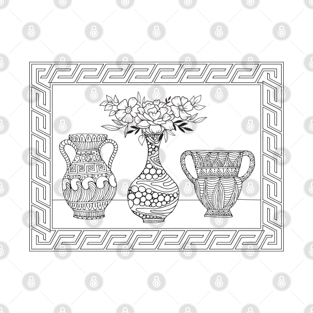 Greek Vase Line Art by ZUCCACIYECIBO