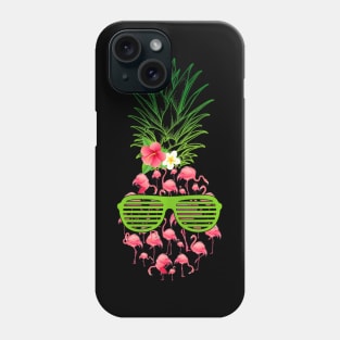 Funny Hawaii Tropical Pineapple Pink Flamingos Summer Vibes Phone Case