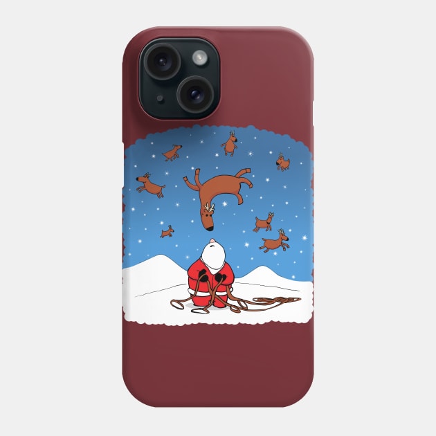 Santa Wrangling Flying Reindeer Phone Case by dittmitx