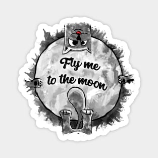 Fly me to the moon cat art Magnet