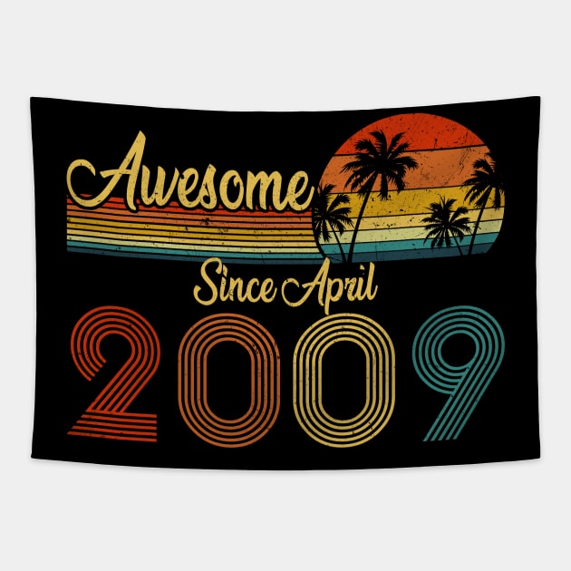 14 Years Old Awesome Since April 2009 14th Birthday Tapestry by everetto