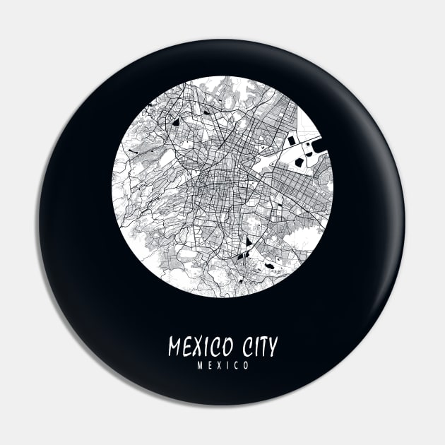 Mexico City Map - Full Moon Pin by deMAP Studio