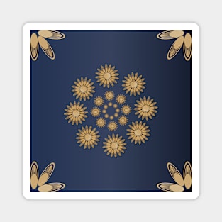 Golden abstract Mandal ornate pattern for background, invitation cards and templates. Magnet