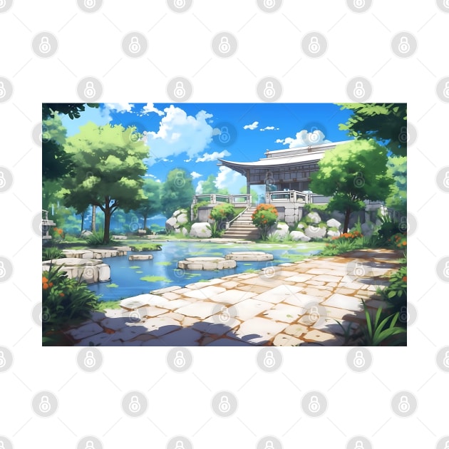 Japanese Temple Landscape – Anime Wallpaper by KAIGAME Art