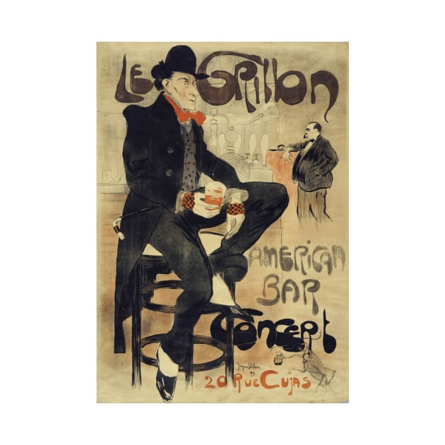 Vintage Poster for Le Grillon (the Cricket), American Bar by Jacques Villon by Naves