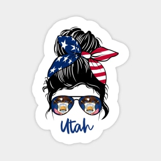 Utah girl Messy bun , American Girl , Utah Flag Magnet