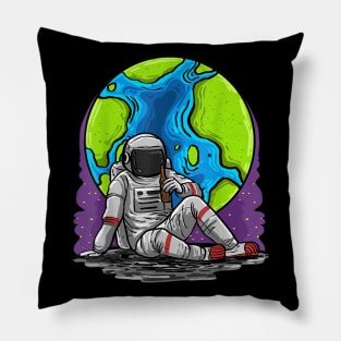 Astronaut Beer Earth Funny Spaceman Drinking Alcohol Gift Pillow