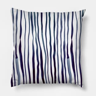 Vertical watercolor lines - indigo Pillow