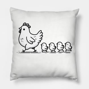 A chicken cares about her chicks Pillow