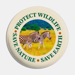 Wildlife Conservation Earth Day Zebras Pin