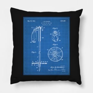 Skiing Patent - Skier Art - Blueprint Pillow