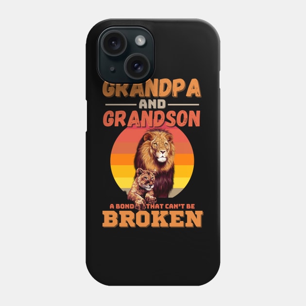 Grandpa And Grandson A Bond That Can’t Be Broken Retro Sunset Lion Phone Case by JustBeSatisfied