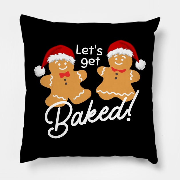 Lets Get Baked Gingerbread Christmas Pillow by Illustradise