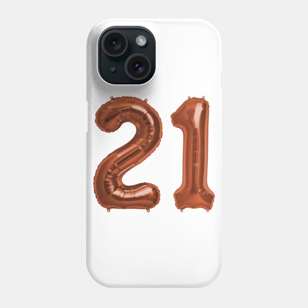 Copper 21st Birthday Metallic Helium Balloons Numbers Phone Case by podartist