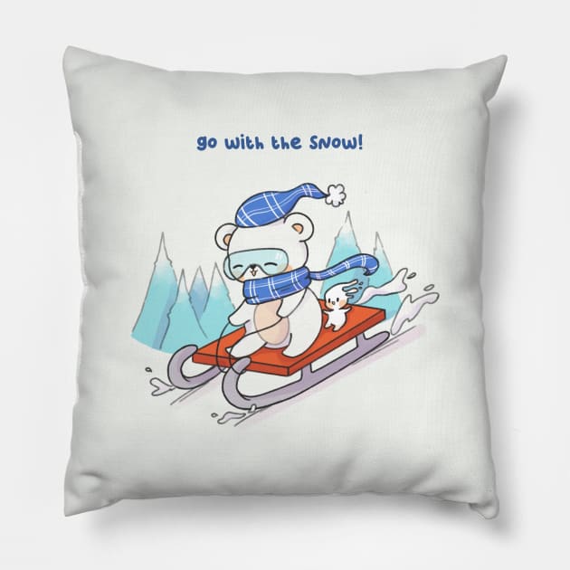 Go with the snow Pillow by white flame art