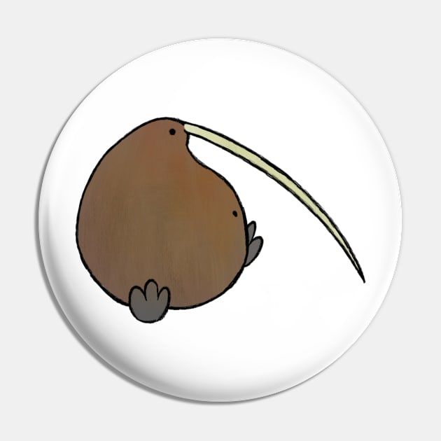 Round Kiwi Bird Pin by Oranges