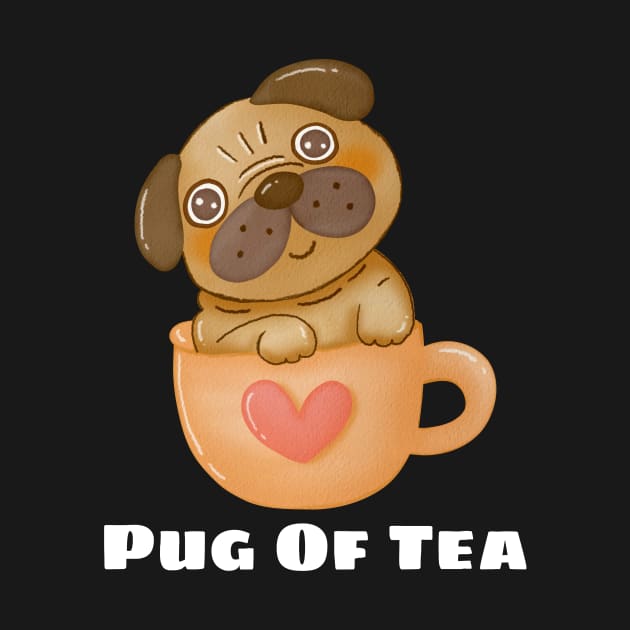 Pug Of Tea - Pug Pun by Allthingspunny