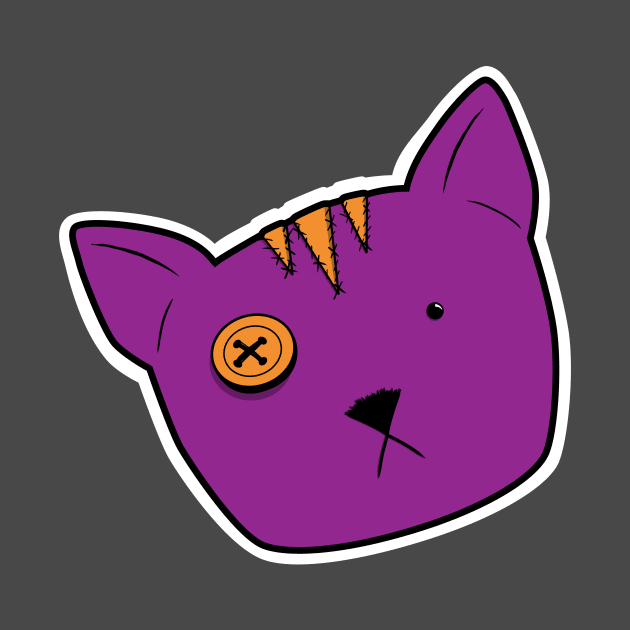 Stuffed Voodoo Tabby Kitten Face - Purple/Orange by GeekySagittarius