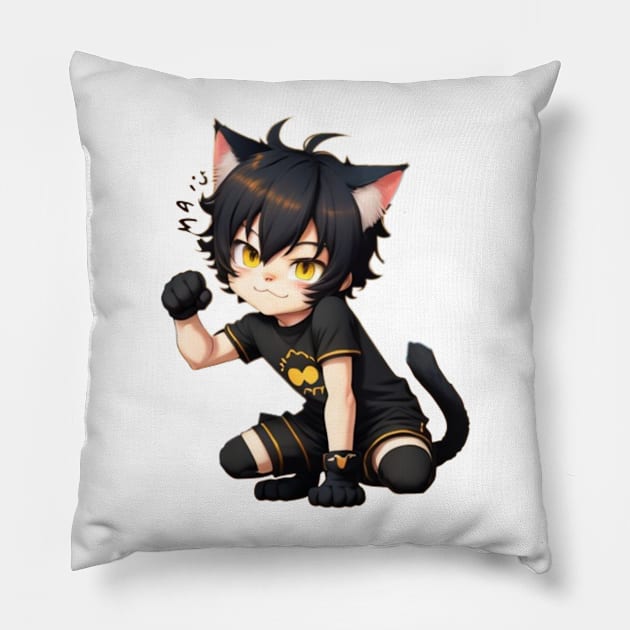 Cute Cat Boy Pillow by youssda