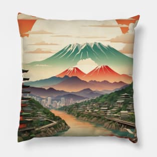 Kyoto Japan Vintage Travel Tourism Sunset Pillow
