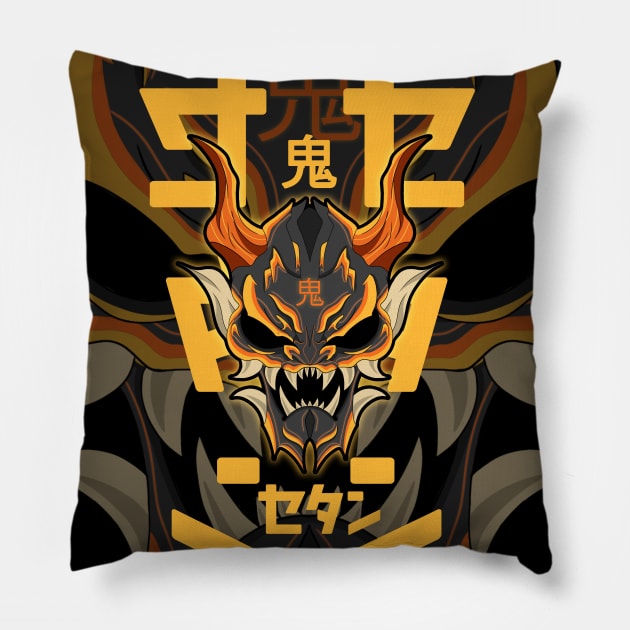 oni mask Pillow by nehemialeo