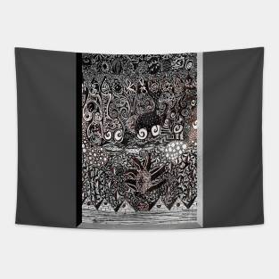 Dark Psychedelic World Tapestry