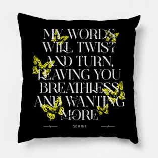 Gemini Coquette Butterfly Quote Zodiac Sign Astrology Birthday Pillow