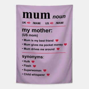 Definition of Mum (Mom, Ma, Mama, Madre) Tapestry