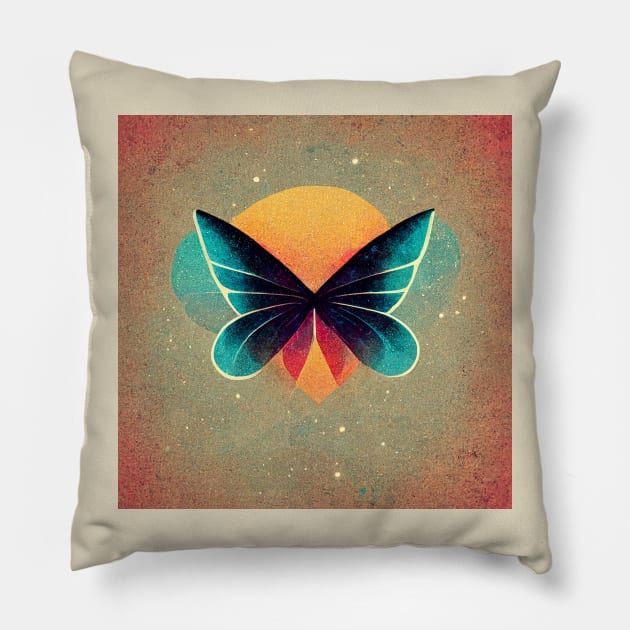 Cosmic Flutter Pillow by Retro Travel Design