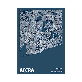 Accra Blueprint Street Map, Accra Colour Map Prints T-Shirt