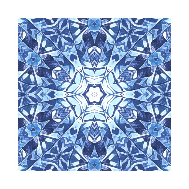 pure geometric snowflake pattern and design hexagonal kaleidoscopic style in shades of BLUE by mister-john