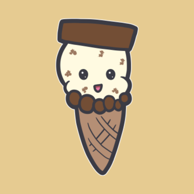 Chibi Chocolate Chip Ice Cream Sandwich With Thick Black Thin White Outlines Ice Cream Cone 8046