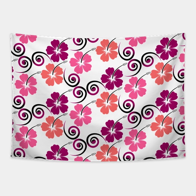 Hibiscus Cute Flowers In Modern Colors Tapestry by IsmaSaleem