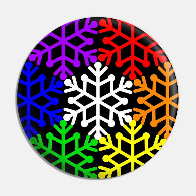 Gay Pride Snowflake Winter Christmas Holiday Pin by Muzehack