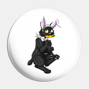 Bobtail BunnyCat: Black (White) Pin